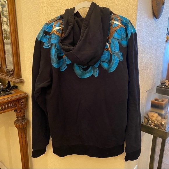 MARCELO BURLON County of Milan Blue Snake Graphic Black Hoodie Sweatshirt-Large - Picture 4 of 8